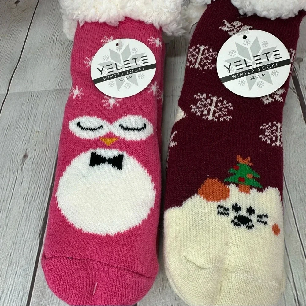 boutique YELETE NWT kids sherpa lined socks small/medium christmas holiday